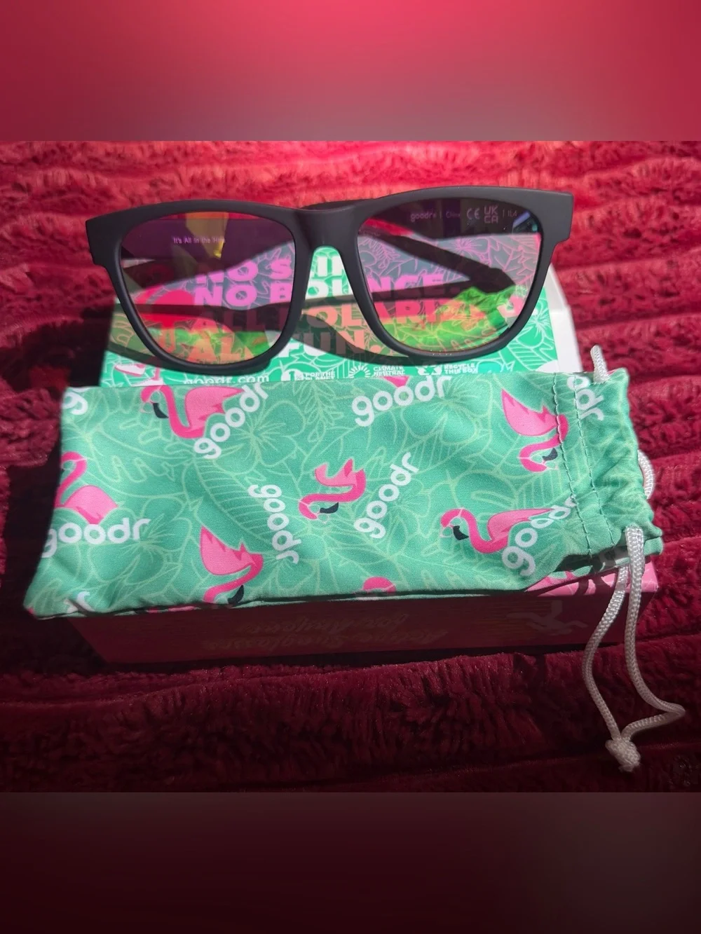 🕶️Goodr Black Full-Rim Sunglasses with Green-Tinted Lenses